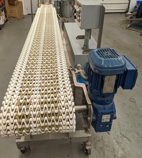 Used incline conveyor, multi outlet control panel, casters