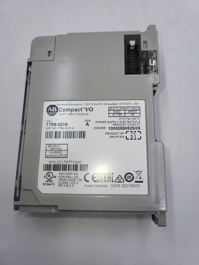 Used Allen Bradley 1769-IQ16 Input Module 7M7TV3UD
