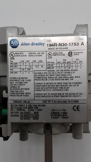 Used Allen-Bradley 184R-N30-1753