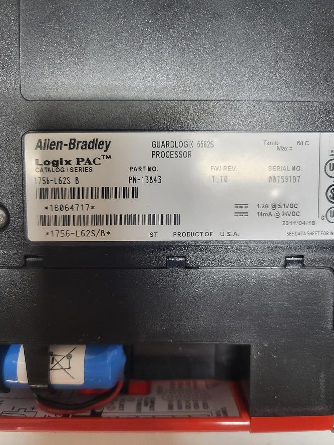 Used Allen-Bradley Guard Logix 5562S 1756-L62S Ser.B