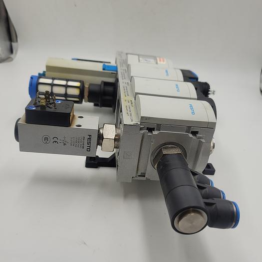 Used FESTO MS6-EM1-1/2 & MS6-LFR-1/2-D7-E-R-M-AS & MS6-EE-1/2-V24 & MS6-DL-1/2 & MS6-FRM-1/2-Y & PEV-1/4-B-OD