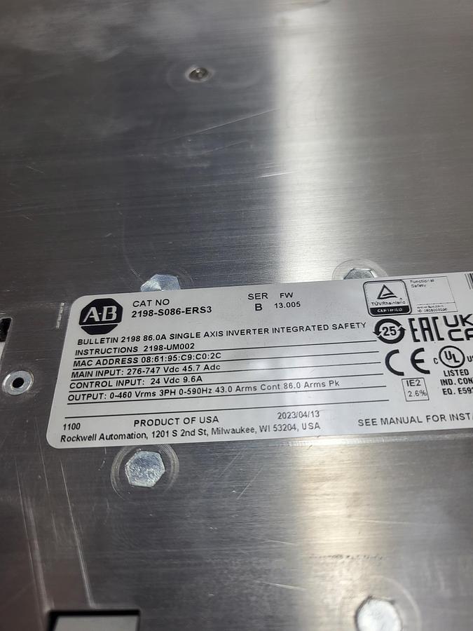 Used Allen-Bradley 2198-S086-ERS3 Ser.B