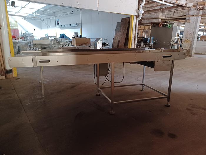 Used 10' long 36 1/2" wide 43" tall  conveyor all stainless frame and washdown motor
