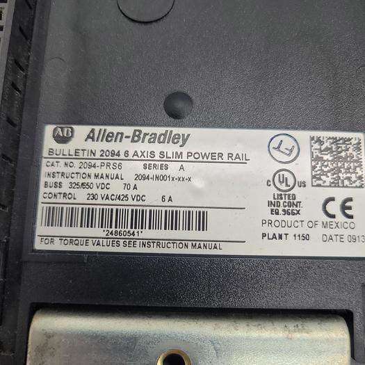 Used Allen-Bradley Bulletin 2094-PRS6 6 Axis Slim Power Rail