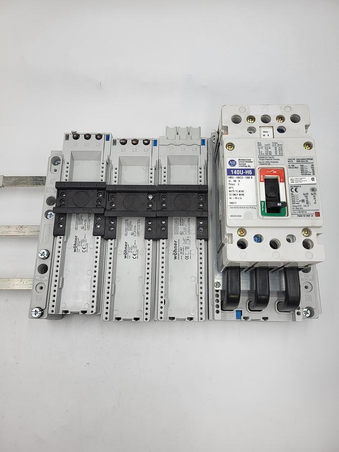 Used Allen Bradley 140U-H6C3-C60 B Circuit breaker & three EEC6032 & one Wohner S620-L