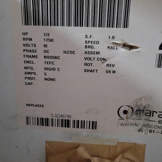 MARATHON 1/2 HP motor Frame: NSS56C 1750 RPM 5/8" SHAFT *NEW SHRINK WRAPPED IN BOX*