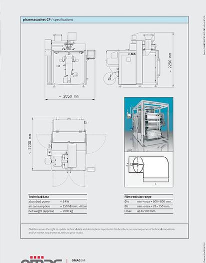Used OMAG  CP/6  1 gram filler packet and SERPA P150 cartoner line (2018)