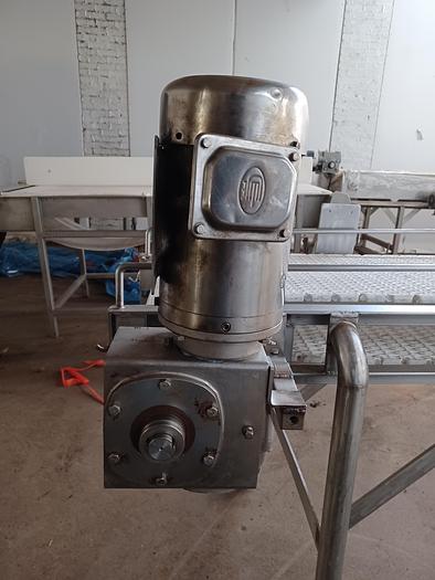 Used Stainless Steel plastic belt conveyor 18' long 36" wide 38" tall on wheels