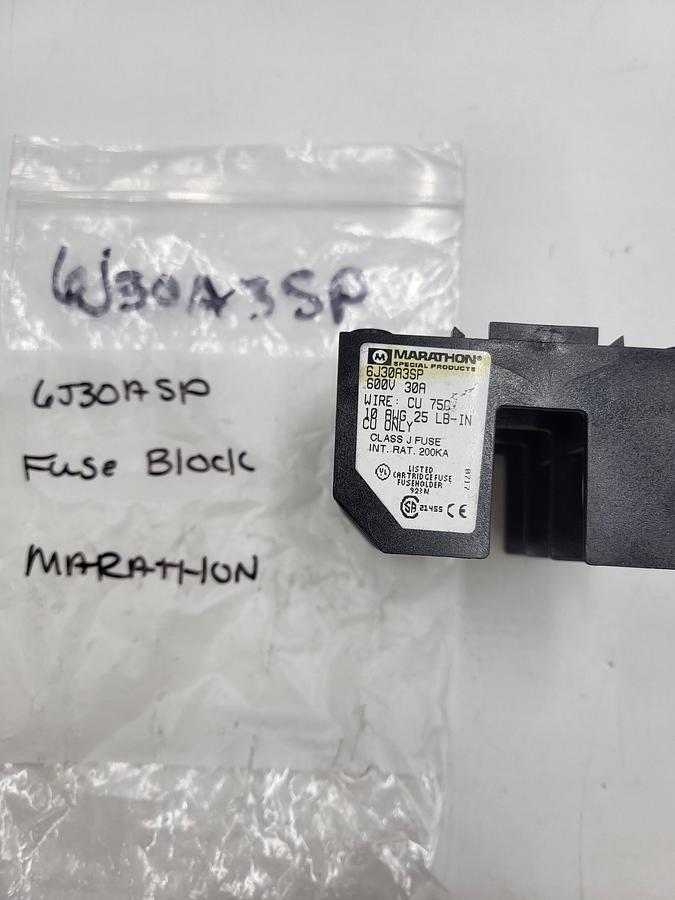 Marathon fuse block 6J30ASP / W30A3SP 30Amp 600V 10 AWG class J