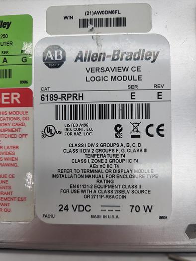 Used Allen-Bradley Versaview CE Logic Module 6189-RPRH Ser.E