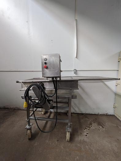 Used Wire Mesh Conveyor stainless steel 24" Wide 70" long 42" tall on wheels with VFD