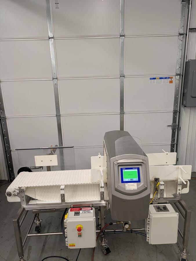 Used Safeline metal detector model SL1500, stainless conveyor, pneumatic reject