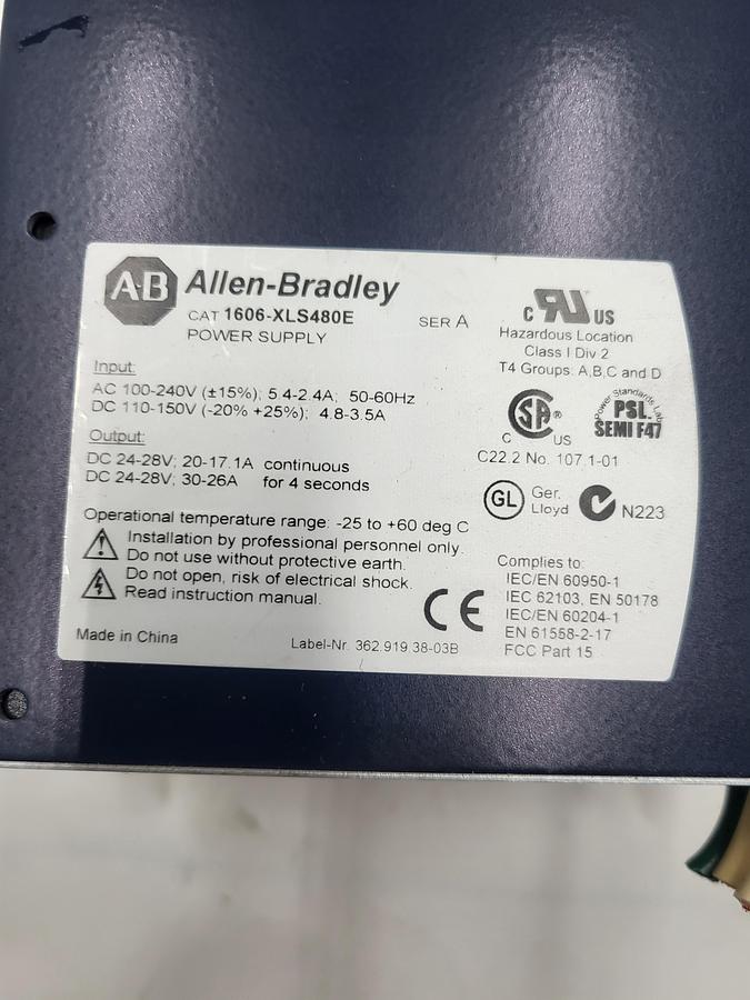 Used Allen Bradley 1606-XLS480E POWER SUPPLY