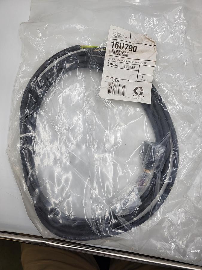 Graco Industrial 16U790 | Power or Vent Valve Cable, DIN connector, 15 feet long **NEW IN BAG**