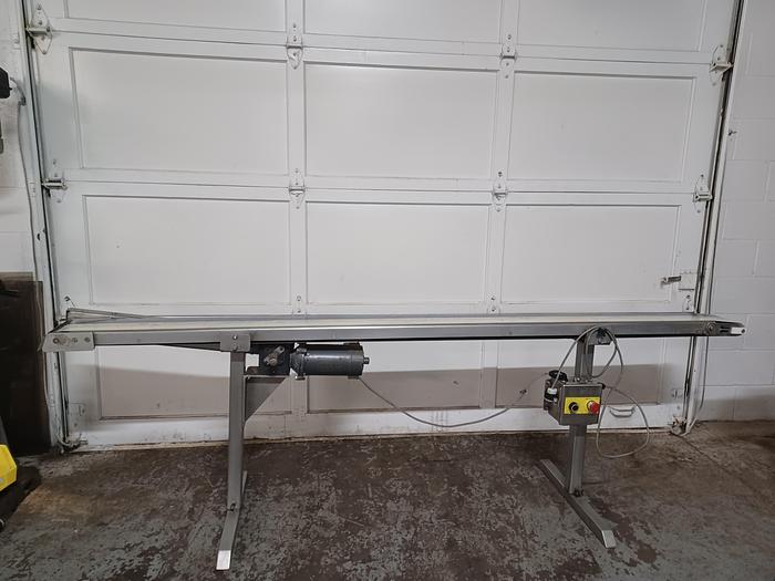 Used Conveyor 6" wide 101" long 31" tall with variable speed controller all stainless