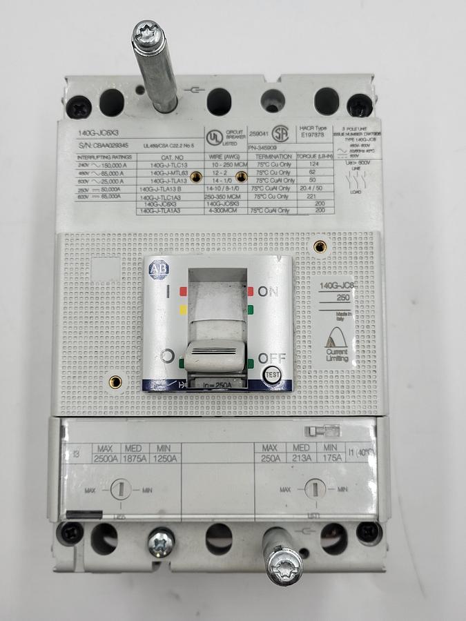 Used Allen Bradley 140G-JC6X3 / 140G-JC8 250 CIRCUIT BREAKER