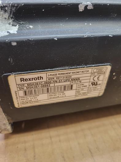 Used Rexroth 3-Phase Permanent Magnet Motor MSK061C-0600-NN-S1-UP0-NNNN