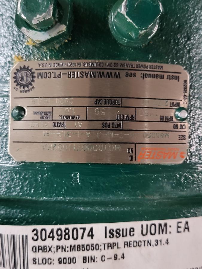 Refurbished Master Power Transmission MCT00007110023RA / M85050 56-T-M-3-A-1-31.4-A1 / Ratio 31.4 **REFURBISHED**
