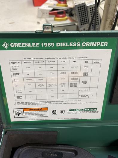 Used Greenlee 1989 Diless Crimper