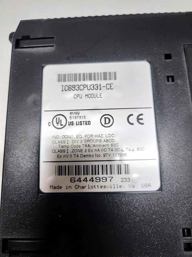 GE Fanuc IC693CPU331-CE nameplate