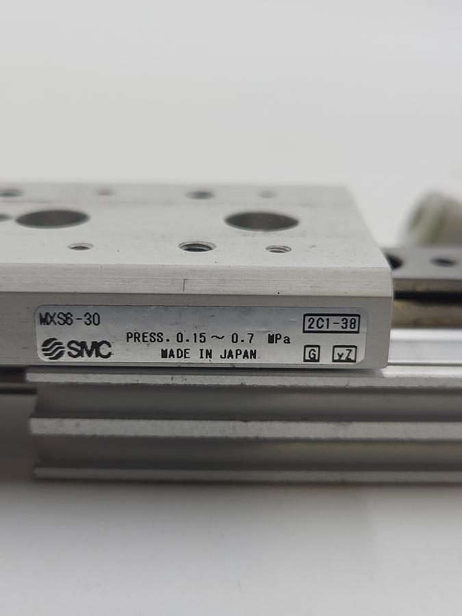Used SMC MXS6-30 cyl, slide table, dual rod, MXS/MXJ GUIDED CYLINDER