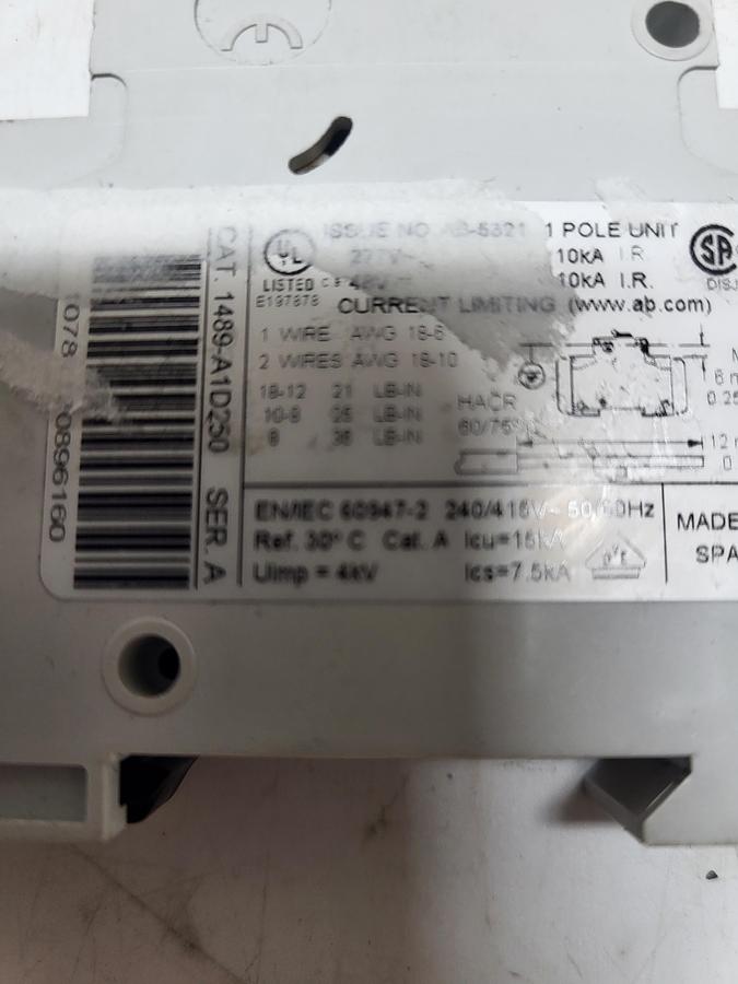 Used Allen-Bradley 1489-A1D250 Ser.A