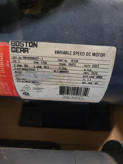 Used Boston Gear Variable Speed DC Motor PM18300ATF-1