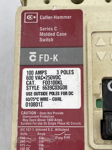 Used CUTLER HAMMER FD3100KL