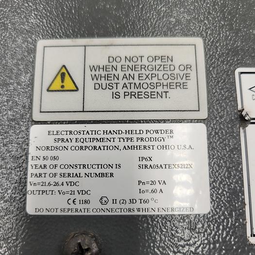 Used Nordson Model: 1101388 Prodigy Manual Powder Spray System Control Box - Electrostatic
