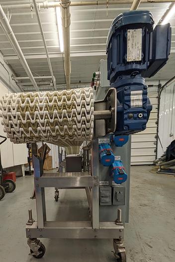 Used incline conveyor, multi outlet control panel, casters