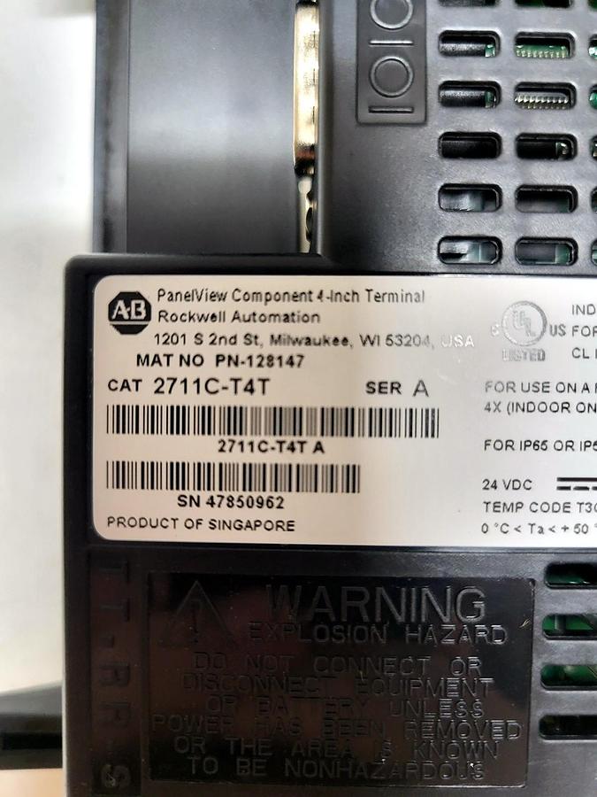Allen-Bradley 2711C-T4T nameplate