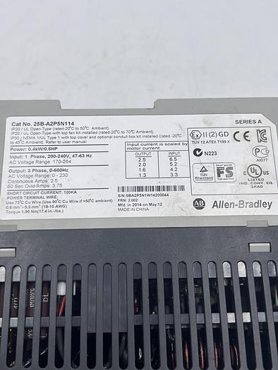Used Allen Bradley 25B-A2P5N114 Ser A
