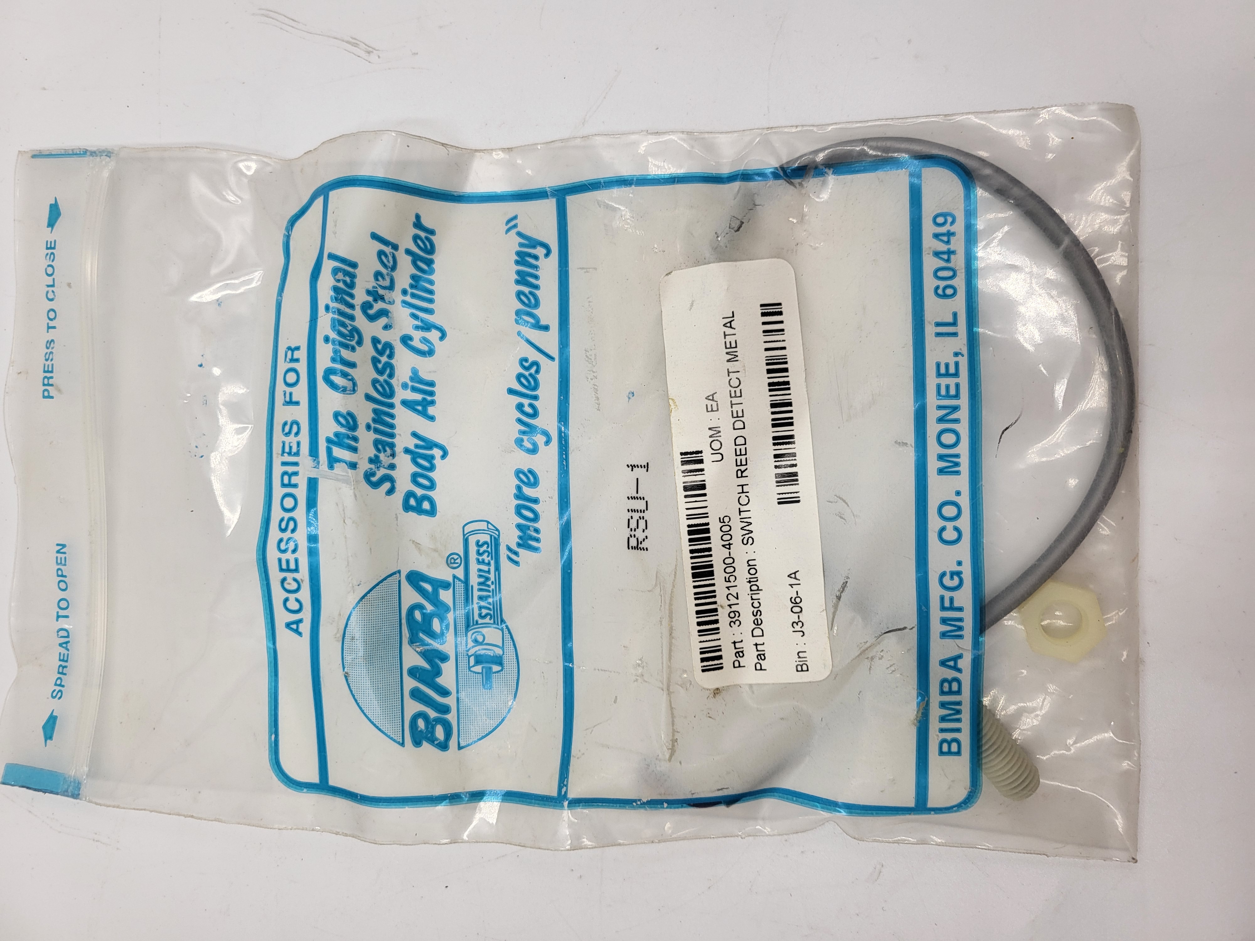 BIMBA 39121500-4005 RSU-1-QCX Reed Sensor, M8 Quick Connect, with 5m cable, prox, PCQ