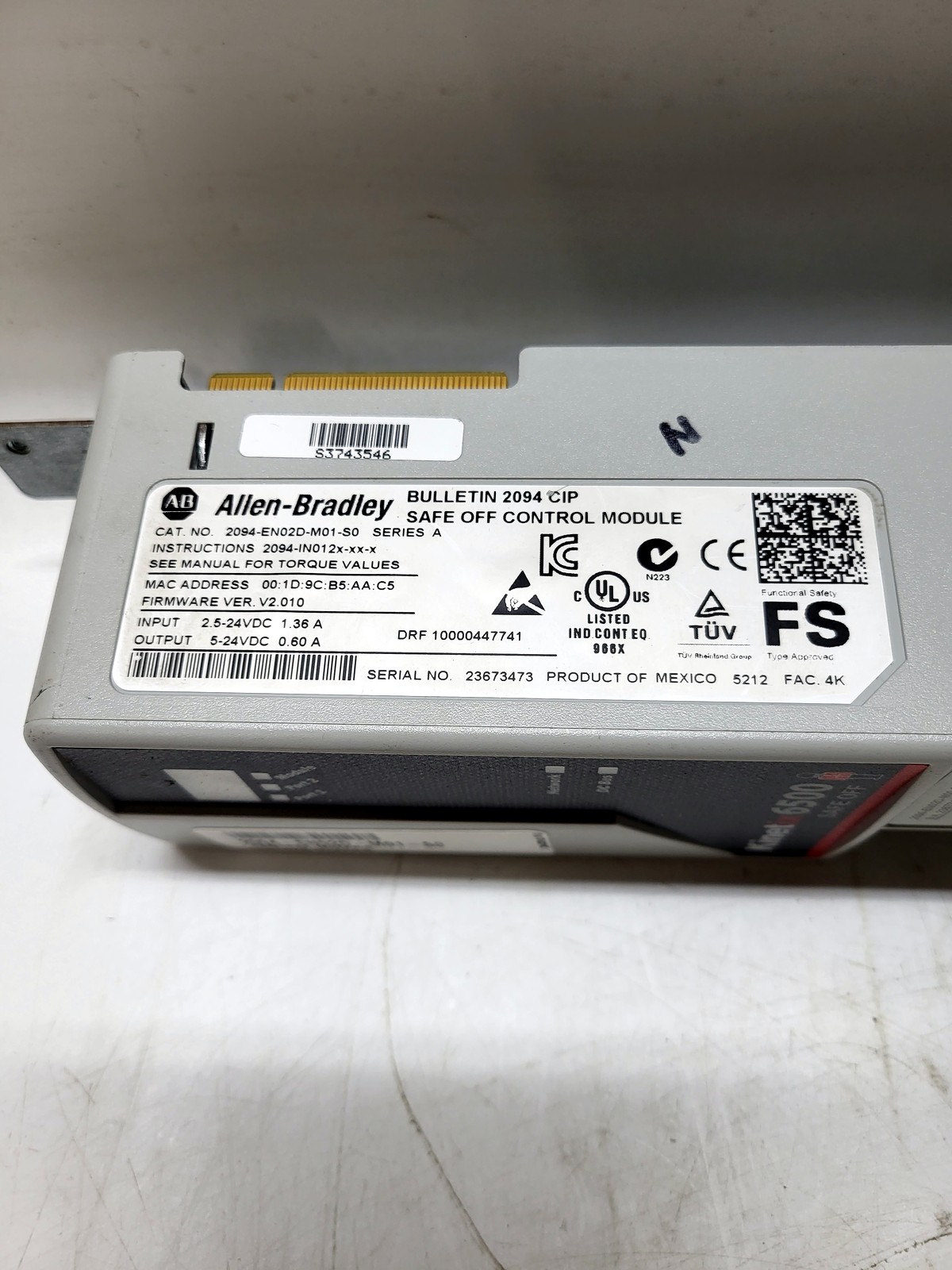 Allen-Bradley 2094-EN02D-M01-S0 nameplate