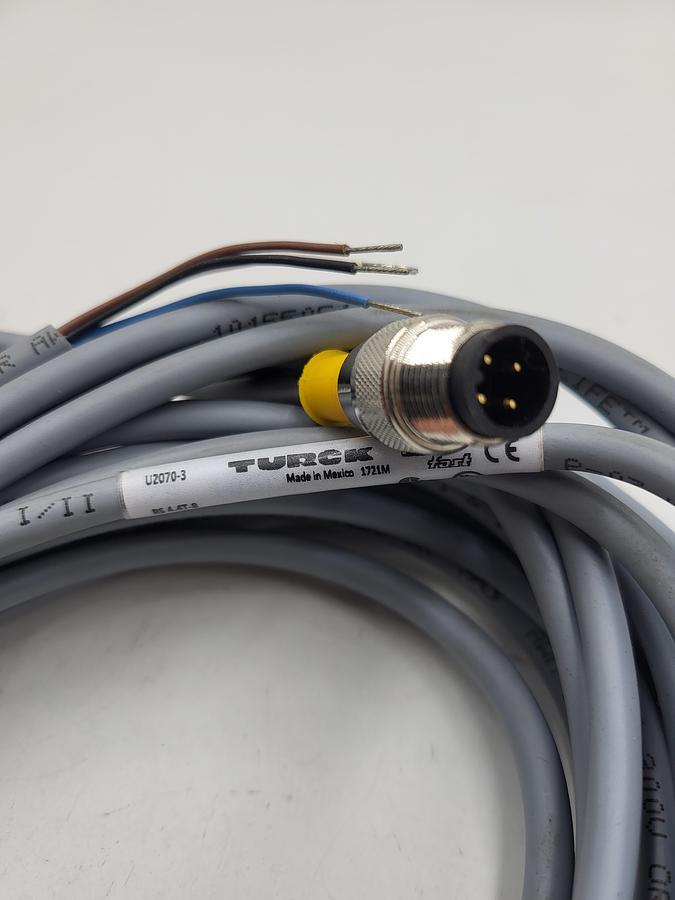 Turck U2070-3 Actuator and Sensor Cable M12, Male, Straight, 4-pin