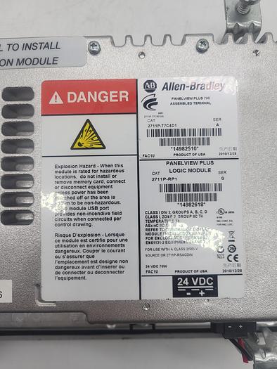 Used Allen-Bradley Panelview Plus 700 2711P-T7C4D1 Ser.A 2711P-RP1 Ser.G