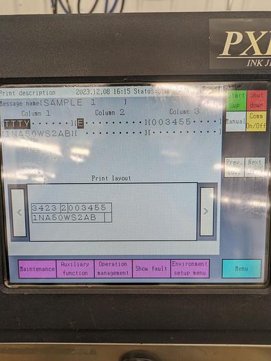 Used Hitachi Ink Jet Printer PXR-D260W 1PH Volts 100-120V/200-240V