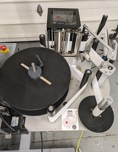 Used label printer, applicator, adjustable stand