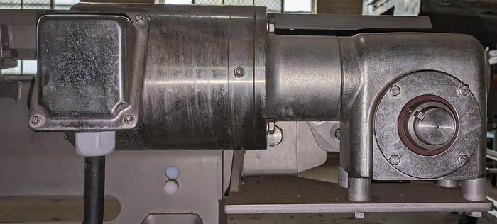 Used conveyor, stainless steel frame, 6" wide 15' long intralox belt adjustable feet flip up rails