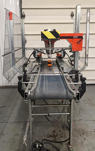 Used soco T400 auto flap closer case sealer with infeed conveyor