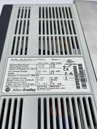 Used Allen-Bradley 20A D 5P0A3 AYNNNC0 Ser A 