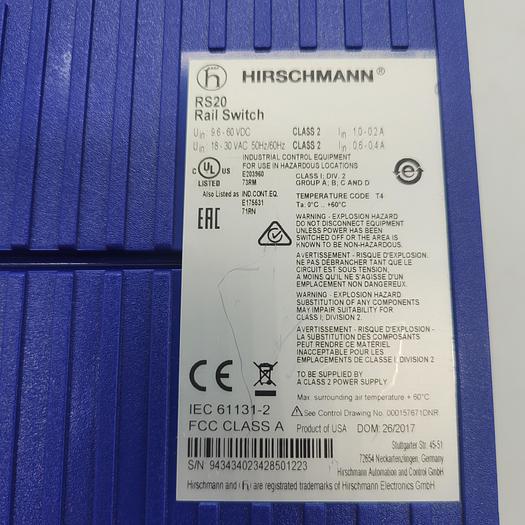 Used Hirschmann RS20 Rail Switch Class 2
