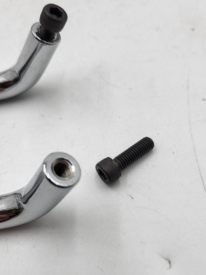 Used Threaded chrome ptd steel Through-Hole-Mount Offset Pull Handles 2" Ctr-to-Ctr 3/8" dia. handle material