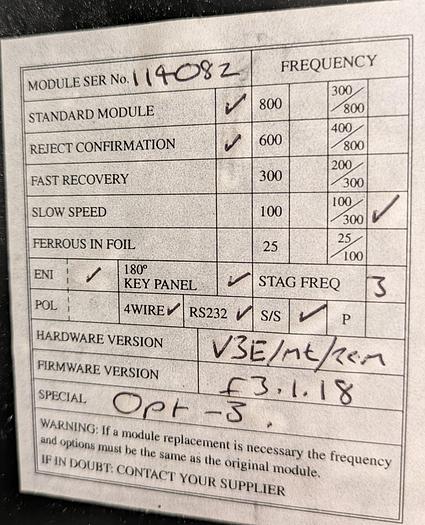 Used Mettler Toledo, Safeline 6" pipeline metal detector