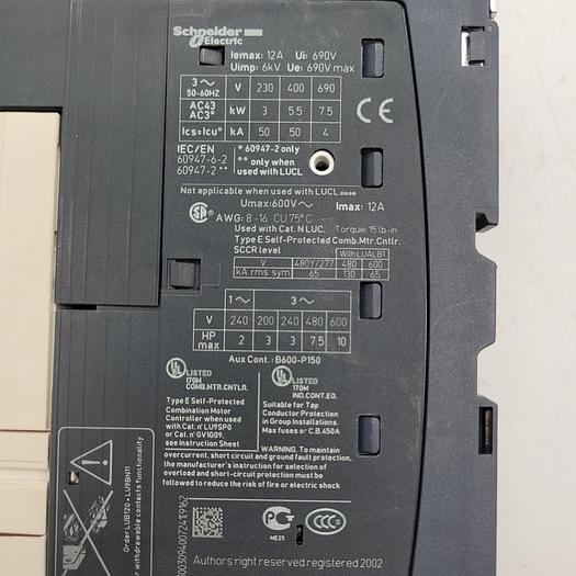 Used Schneider Electric LUCA05FU 110-240V Class 10