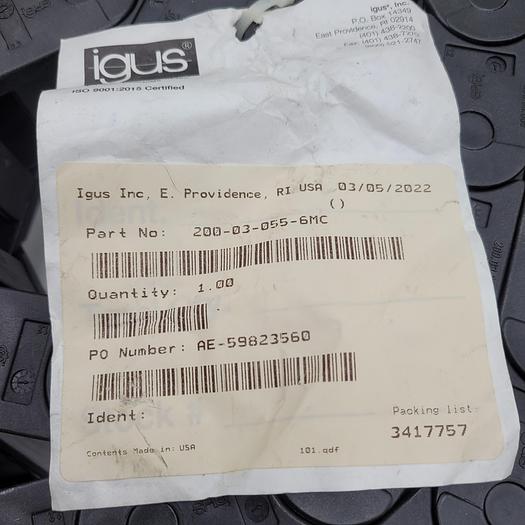 IGUS 200-03-055-6MC carrier system SNAP OPEN *NEW* 6' LONG