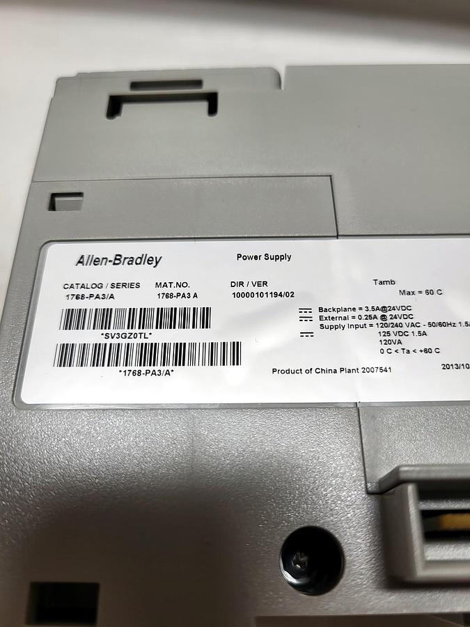 Allen-Bradley 1768-PA3 nameplate
