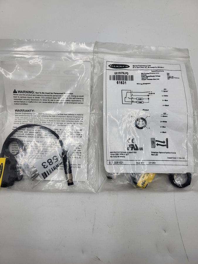 Banner QS18VP6LDQ QS18 Series: Laser Diffuse; Range: 300 mm; Input: 10-30 V dc; 6 " LONG 4-pin M8 Pigtail **IN BAG*