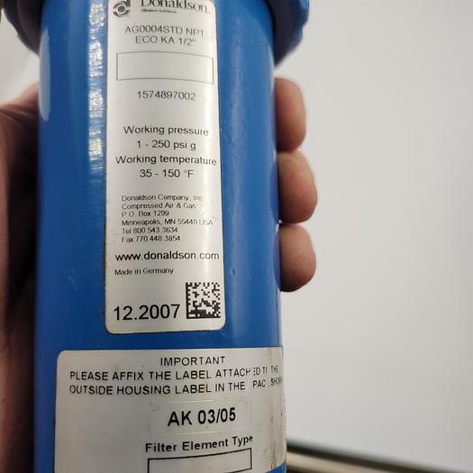 Used DONALDSON ULTRA FILTER AG0004STD NPT ECO KA 1/2"
