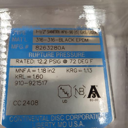 1-1/2" SANITRX HPX-90 (GAS/LIQUID) 316/FDA/USP VI BLK EPDM 72 DEG F